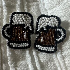 Brand new Handcrafted Oktoberfest Beaded Beer Mug Earrings Stein Never worn